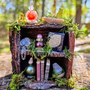 Fairy Bookshelf, Fairy Potion Shelf, Fairy Garden, Fairy Furniture, Fairy Accessories, Dollhouse Miniatures