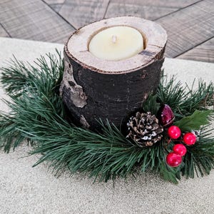 Wooden Christmas Candle Riser, Rustic Christmas Centerpiece