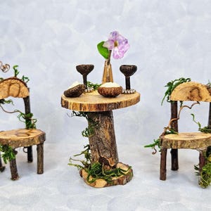 Fairy Garden Table and Chairs, Miniature Kitchen, Fairy Garden, Fairy Furniture, Fairy Accessories, Dollhouse Miniatures