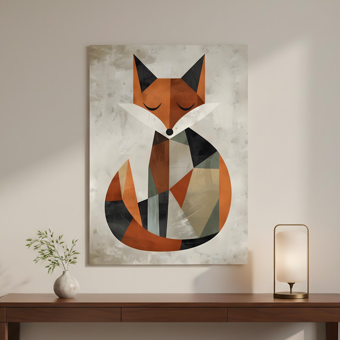 Geometric Fox Serenity Art Print, Animal Decor - Etsy