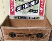 Cigar Box Advertising Crate 1933 Store Display Golden 39 s Blue Ribbon Mild Cigars Tobacco Smoking Country Store Display Man cave Decor