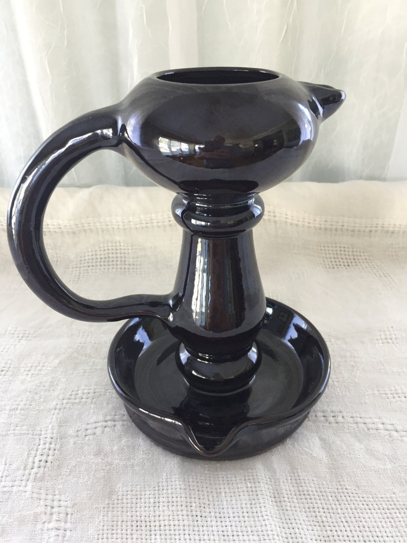 Betty Lamp Pottery Breininger Pottery Pa Zieber Dark Brown Glaze Redware Betty Lamp Signed G