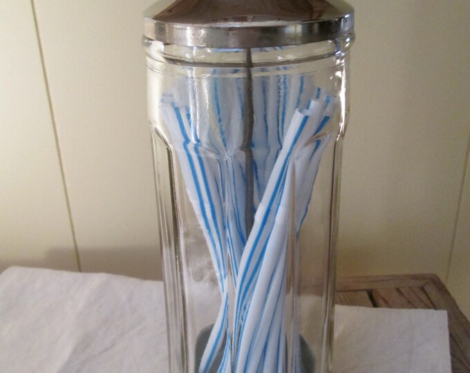 Vintage Glass Straw Holder Etsy