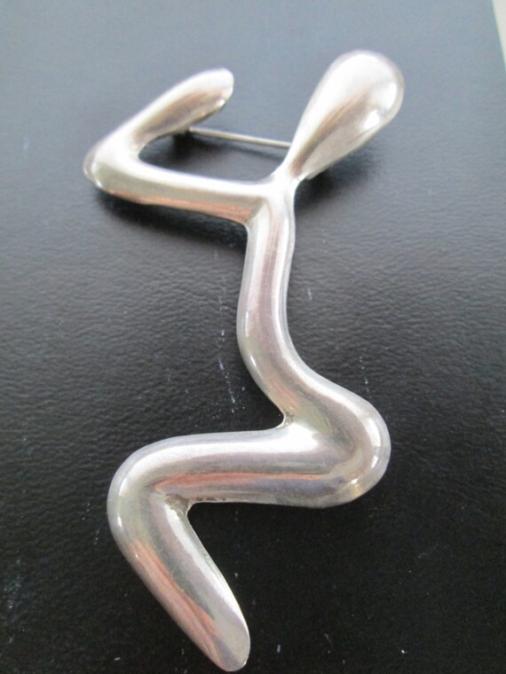 Sterling Silver Brooch Modern Abstract Mexico Ste… - image 1