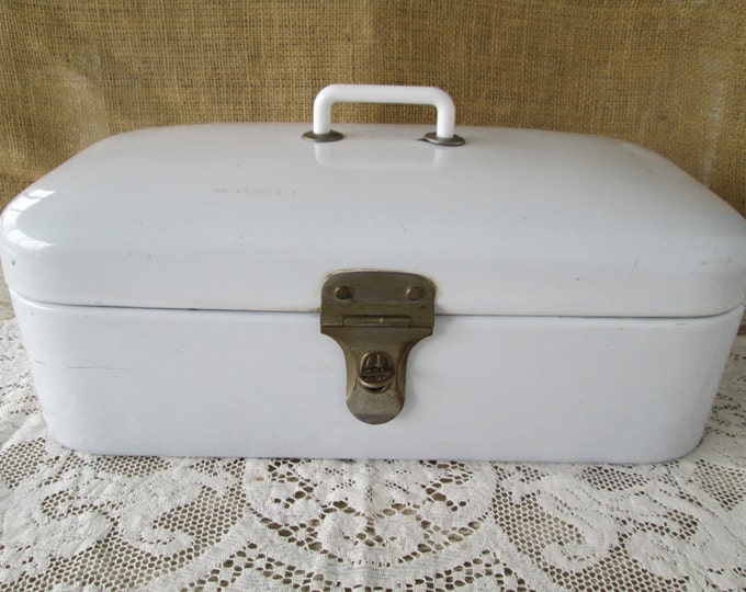 White Porcelain Enamelware Bread Box Enamel Ware Metal Bread Etsy