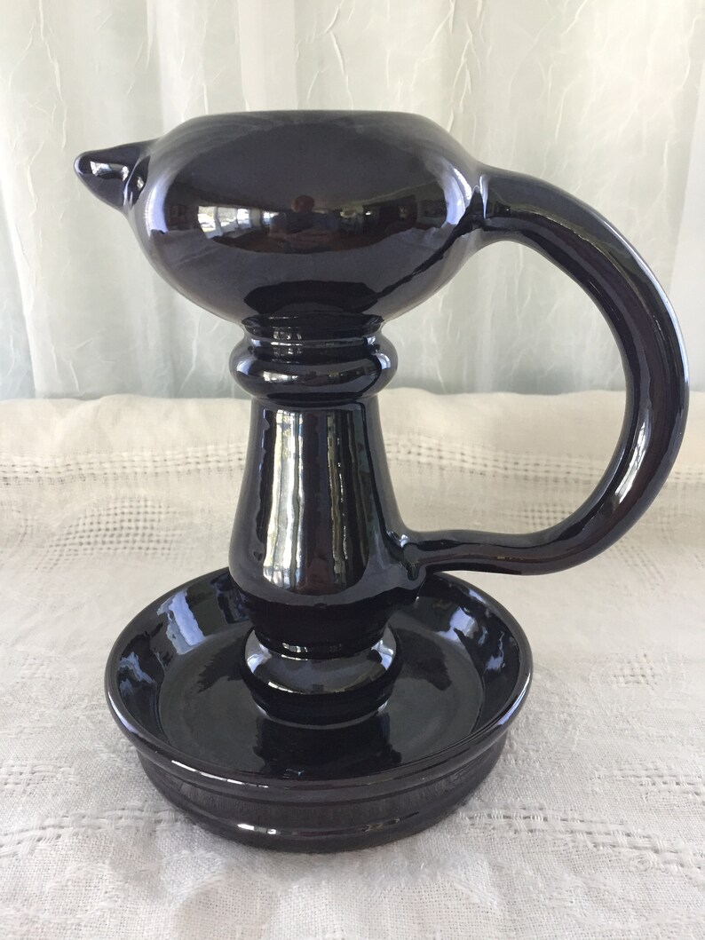 Betty Lamp Pottery Breininger Pottery Pa Zieber Dark Brown Glaze Redware Betty Lamp Signed G