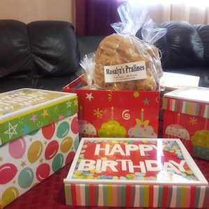 Happy Birthday/Gift Box Pralines!  A Taste of New Orleans, Rosalyn&#39;s Pralines, the best in quality and taste where you cannot eat just one!