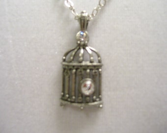 Birdcage Pewter Chain Necklace