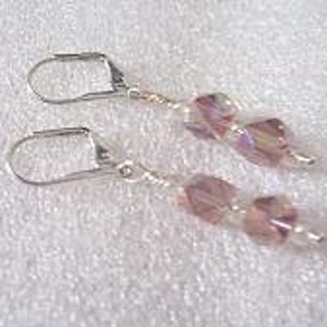 Mauve Crystalline Silver Dangle Earrings image 3