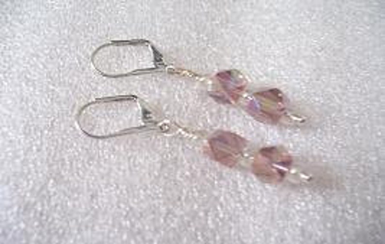 Mauve Crystalline Silver Dangle Earrings image 3