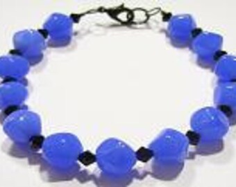 Cerulean Blue and Black Handcrafted Bracelet