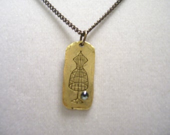 Antique gold Dress Form Charmed Necklace