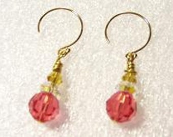 Golden Rose Crystal Earrings