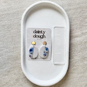 The Sydney - Blue & White Floral Earrings on Studs