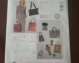 Patrón de costura Burda 7158: 6 estilos diferentes de bolsos de mano, nuevo sin cortar