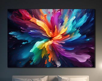 Arte murale in vetro temperato astratto colorato, arredamento per la casa astratto, stampa su vetro astratto moderno