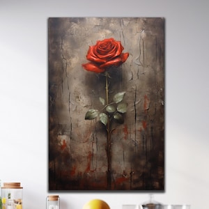 Red Rose Wall Art,Roses Glass Wall Decor,Floral Tempered Glass Decor,Flowers Glass Painting Art,Glass Print Wall Art,Housewarming Gifts