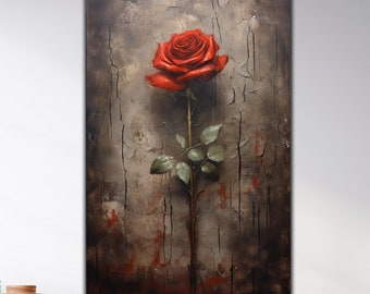 Arte mural de rosas rojas, decoración de pared de vidrio con rosas, decoración floral de vidrio templado, arte de pintura de vidrio con flores, arte mural con impresión de vidrio, regalos de inauguración de la casa
