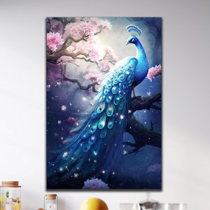 Peacock Glass Wall Art,Peacock Glass Wall Decor,Animal Tempered Glass Art,Animal Wall Art,Abstract Wall Art,Stained Wall Art, Large Wall Art