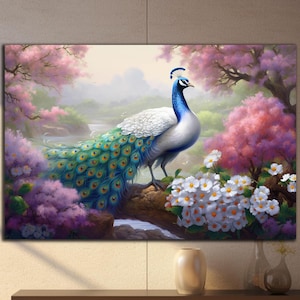 Peacock Glass Wall Art,Peacock Glass Wall Decor,Animal Tempered Glass Art,Animal Wall Art,Panoramic Wall Decor,Housewarming Gifts