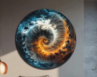 Modern Abstract Circle Glass Art,Abstract Tempered Glass Wall Decor,Abstract Spiral Wall Artwark,Housewarming Gifts,Glass Print Wall Art