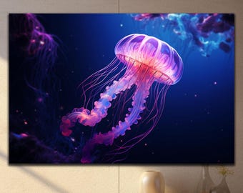 Decoración de medusas en vidrio templado, arte mural de medusas, impresión de vidrio marino, tapices, regalos de inauguración de la casa
