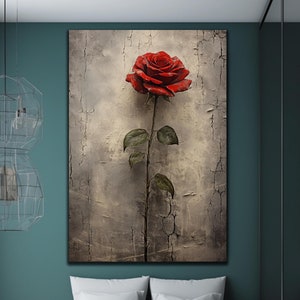Red Rose Wall Art,Roses Glass Wall Decor,Floral Tempered Glass Decor,Flowers Glass Painting Art,Wall Hangings,Extra Large Wall Art