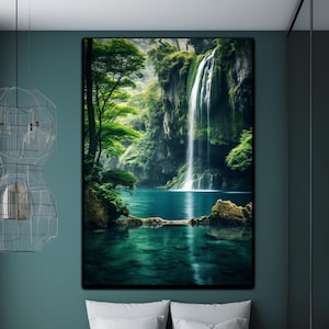 Waterfall Tempered Glass Art, Waterfall View Wall Art, Nature Landscape Art,Nature Landscape Decor, Wall Hangings,Housewarming Gifts