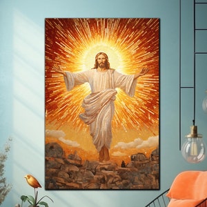 Art mural en verre trempé de Jésus, décoration murale d'art en verre de Jésus, art mural chrétien, décoration murale de Jésus-Christ, cadeau d'art mural religieux, art mural taché