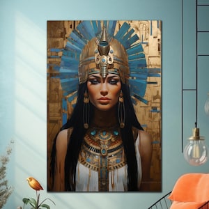 Cleopatra Glass Wall Art, Egyptian Queen Tempered Glass, Egyptian Gods Wall Decor, Egyptian Pharaoh Art,Glass Print Wall Art,Large Wall Art