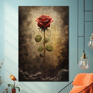 Red Rose Wall Art,Roses Glass Wall Decor,Floral Tempered Glass Decor,Flowers Glass Painting Art,Wall Hangings,Stained Window Glass