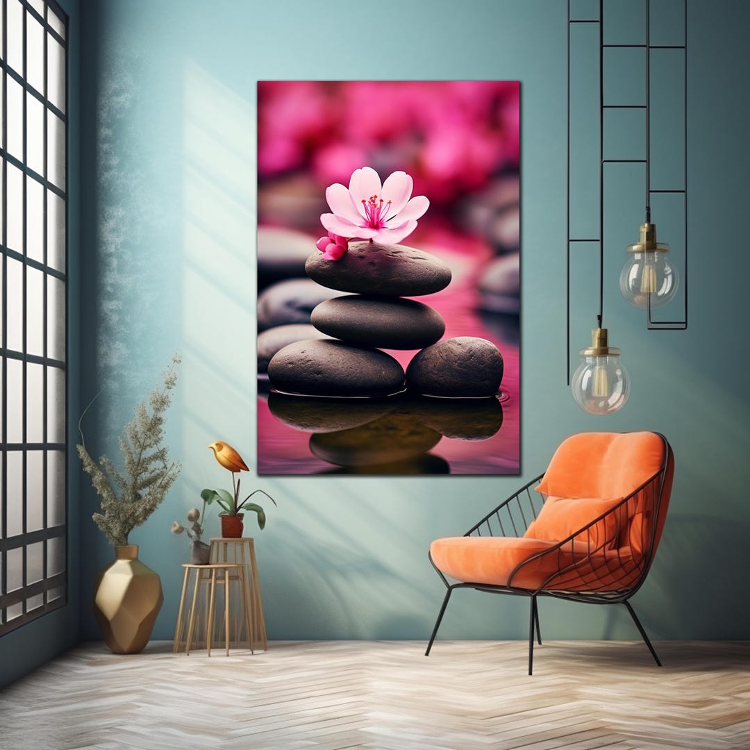 Zen Shell Decor Zen Stones Tempered Glass Wall Decor,zen Spa Stones Wall Art,minimalist ...