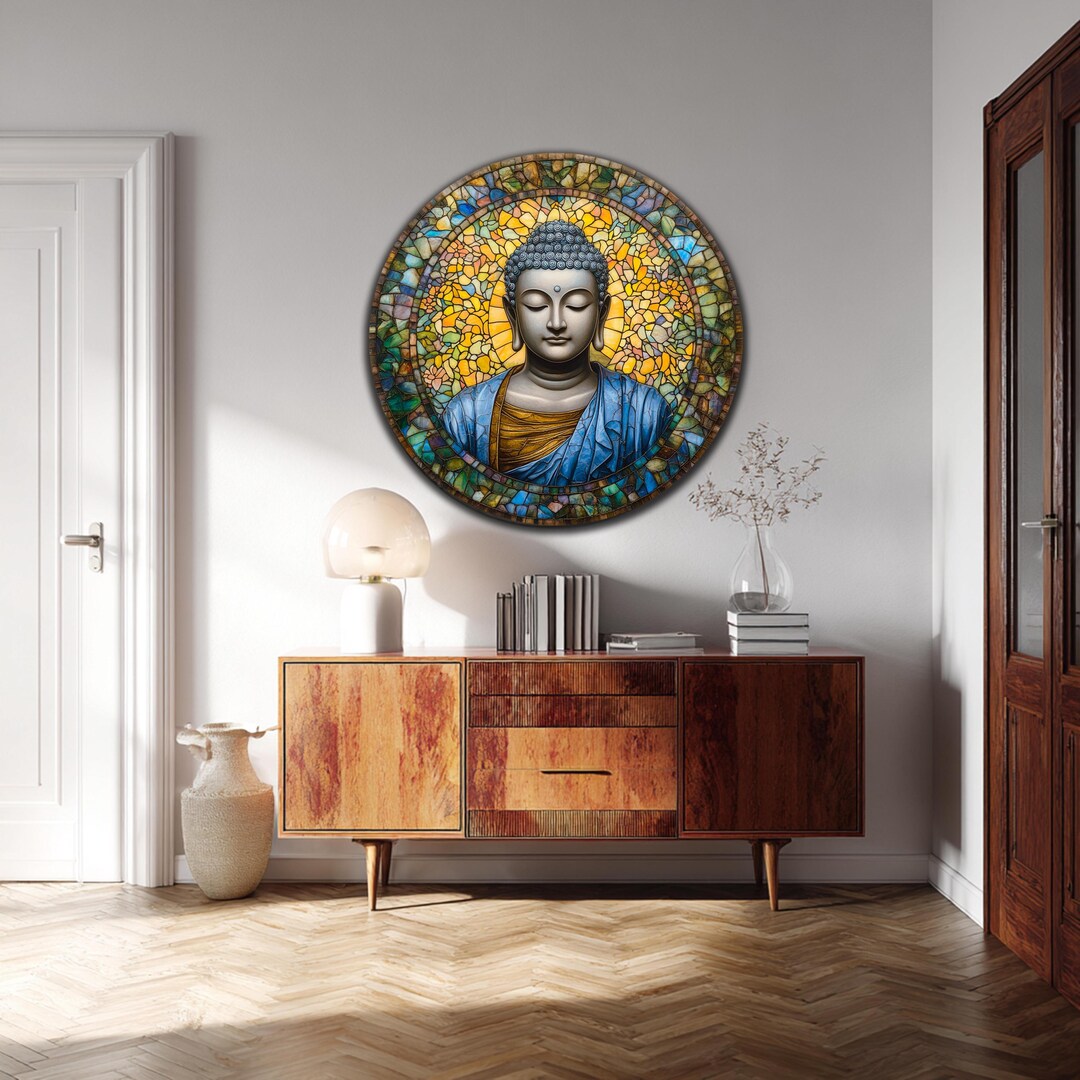 Buddha Glass Wall Art,buddha Design Tempered Glass Artwork,hindu Wall ...