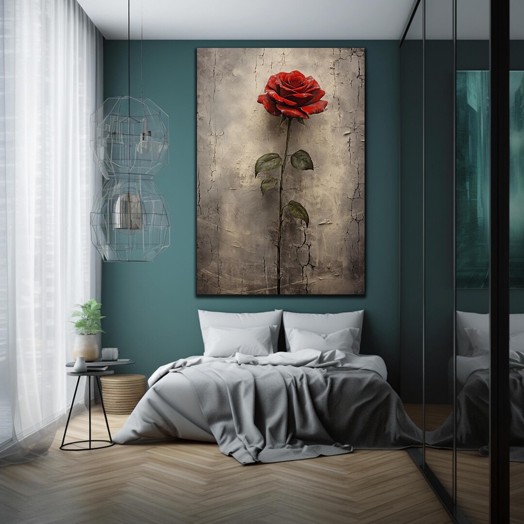Red Rose Wall Art,roses Glass Wall Decor,floral Tempered Glass Decor ...
