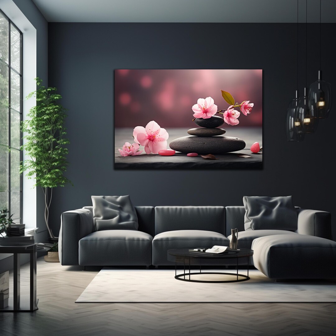 Zen Garden Tempered Glass Wall Art,cherry Blossom Glass Wall Decor,zen ...
