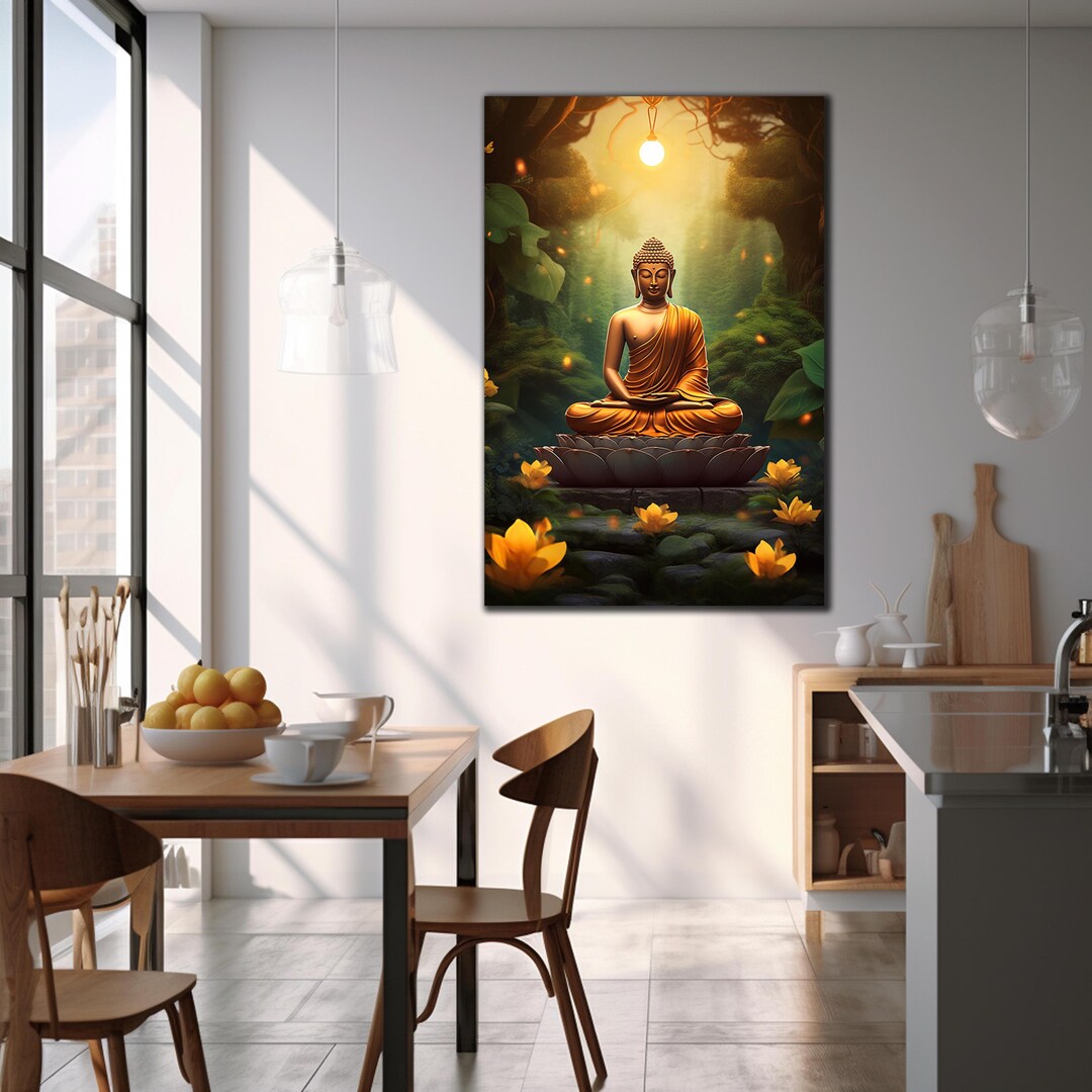 Buddha Tempered Glass Art,gold Buddha Wall Decor,buddhist Glass Art ...