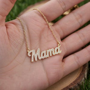 Diamond Name Necklace 14k Gold Name Necklace, Pave Name Necklace, Custom Script Necklace | Personalized Jewellery mom Gift