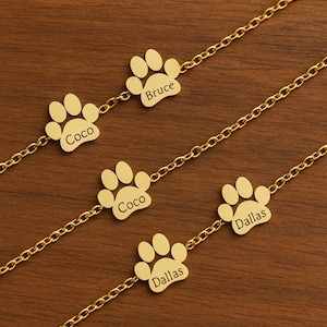 Engraved Paw Print Necklace | Custom Gold Charm Necklace | Paw Print Initial Necklace | Personalised Paw Print Necklace |Minimalist Necklace