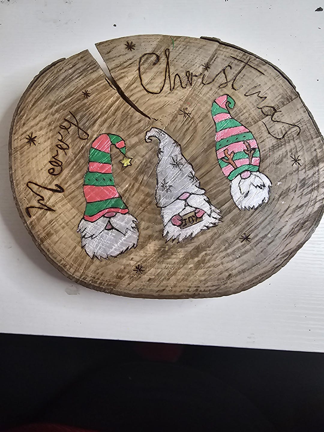Christmas Wood Round Wall/ Table Decoration. - Etsy