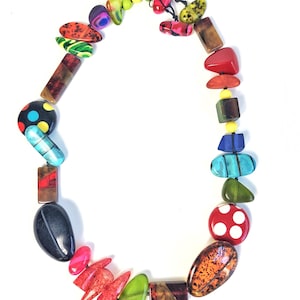Sobral Aventuras Indiana Chunky Multi Color Statement Artist Made Bead Necklace