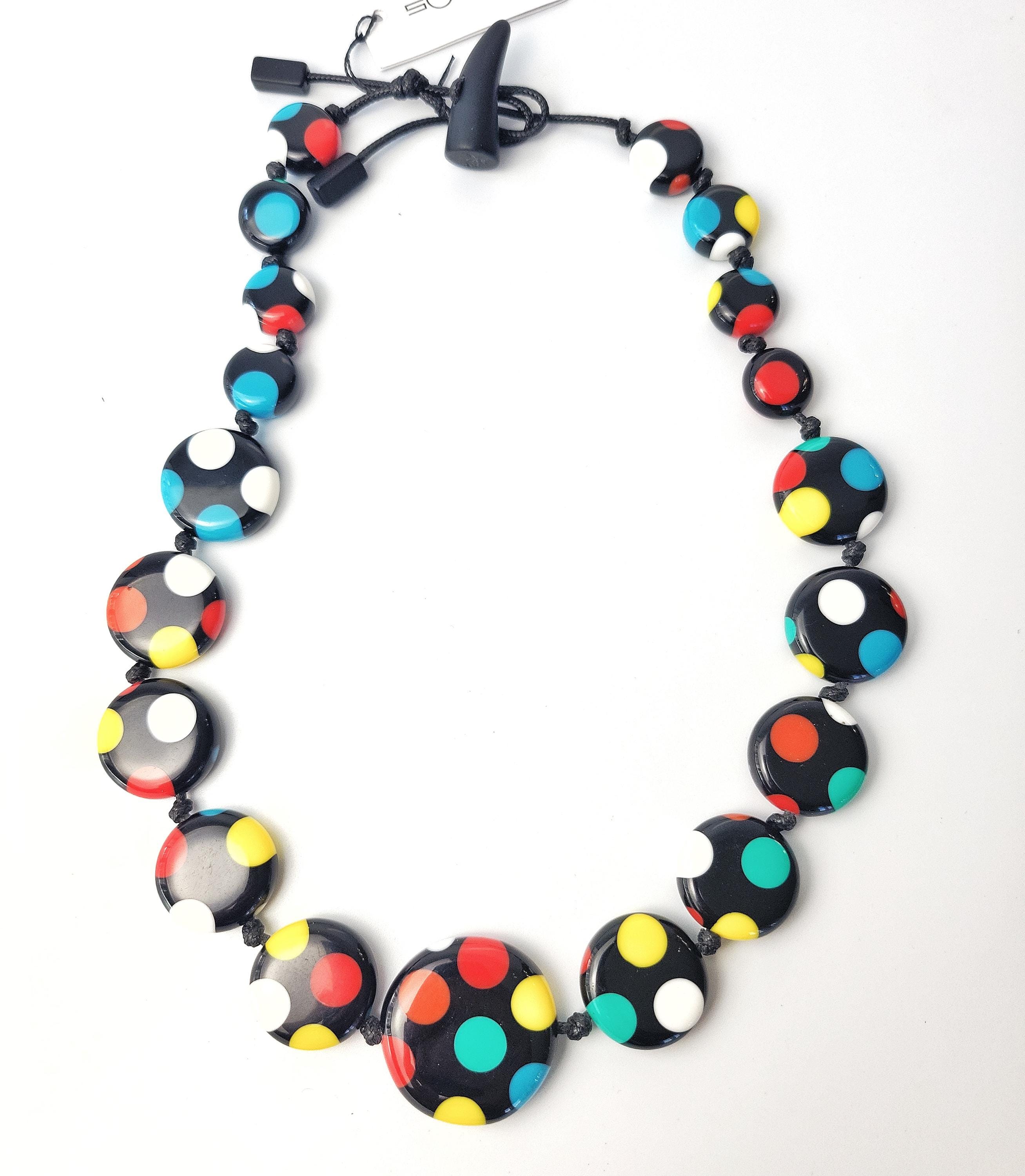 Sobral Dots マルチカラー水玉模様 ブラックビーズ アーティストメイド 