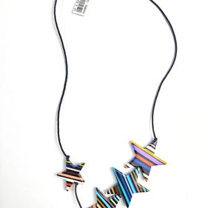 Sobral Magazine 4 Stars Estrelas Night Vibrant Stripe Artist Made Necklace