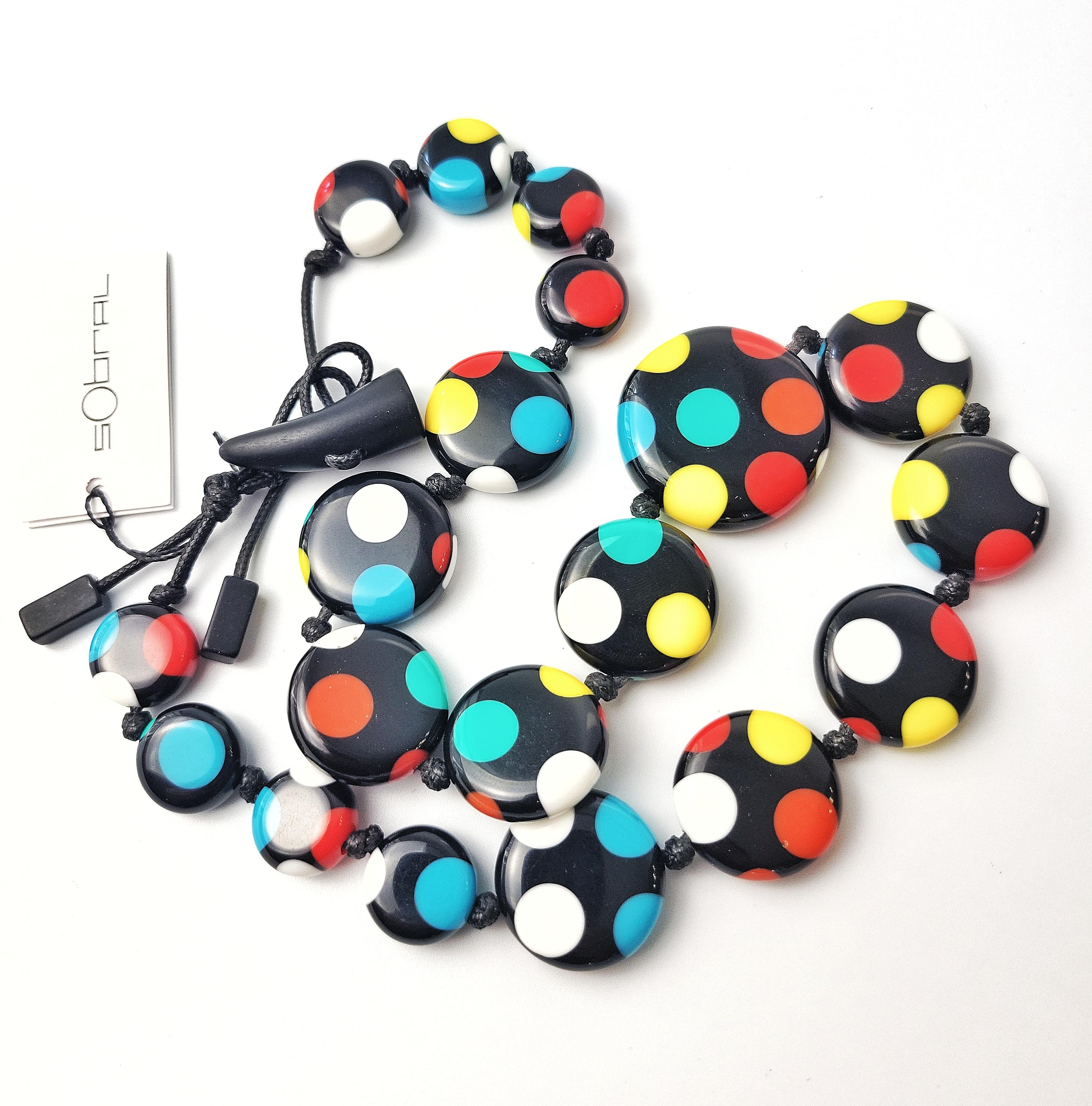 Sobral Dots マルチカラー水玉模様 ブラックビーズ アーティストメイド 
