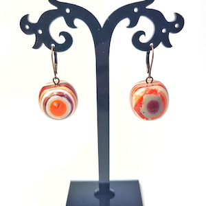 Sobral Retired Pop Art Olho Grego Orange Programado Dangle Artist Made Earrings