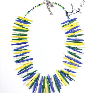 Sobral Special Edition Selminha Green, Blue, White & Yellow Bead Artist Necklace