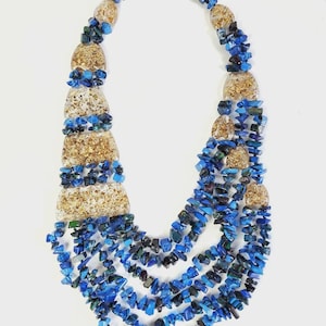 Sobral Fragments Kyara Royal Blue Bead Huge Runway Artist Made Necklace