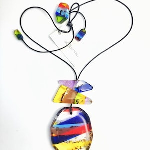 Sobral Sobralita Itauna Multicolor Inclusion Beads Artist Made Pendant Necklace