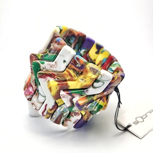 Sobral Geometria Pollock Multicolor Beads Artist Made Stretch Bracelet