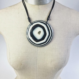 Sobral Pop Art Black White Olho Grego Bullseye Artist Made Pendant Necklace
