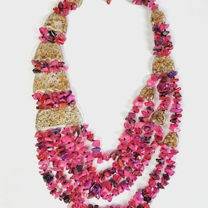 Sobral Fragments Kyara Cereja Pink Bead Huge Runway Artist Made Necklace